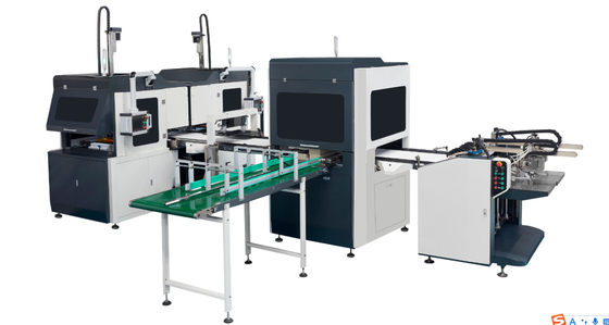 Bi-Channel Intelligent Fully Automatic Rigid Box Making Machine For Wine Luxury Bottle Cuo Box